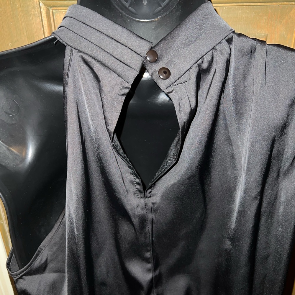 PrettyGarden Black Sleeveless Satin Mock Neck Maxi Dress Size S - Picture 4 of 10
